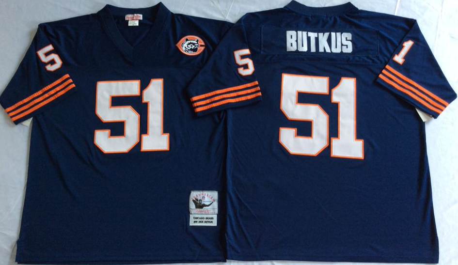 Men NFL Chicago Bears 51 Butkus blue style2 Mitchell Ness jerseys